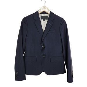 J. CREW Collection Blazer Womens 4 Navy Blue Wool Mohair‎ Blended Office Jacket